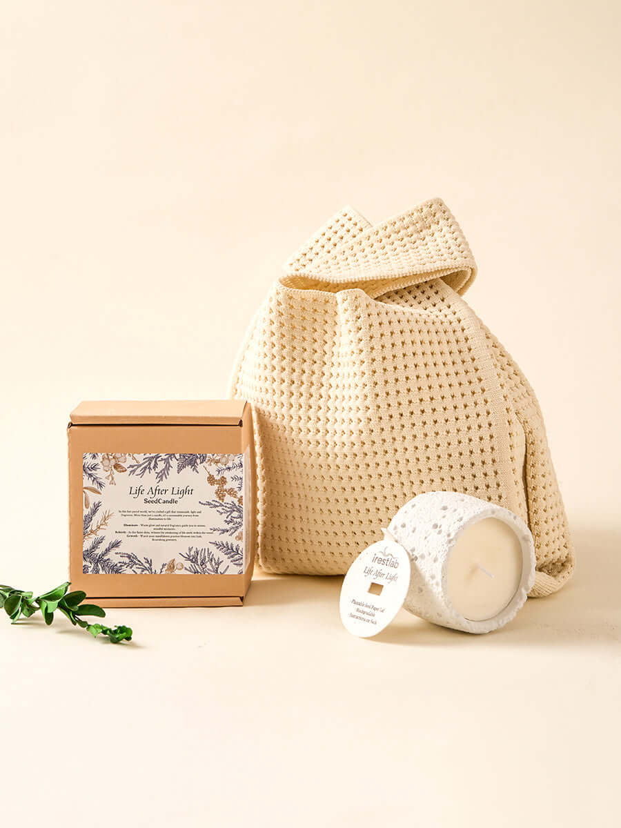 Seed Candle with eco-friendly packaging and natural elements, symbolizing mindfulness and sustainability.